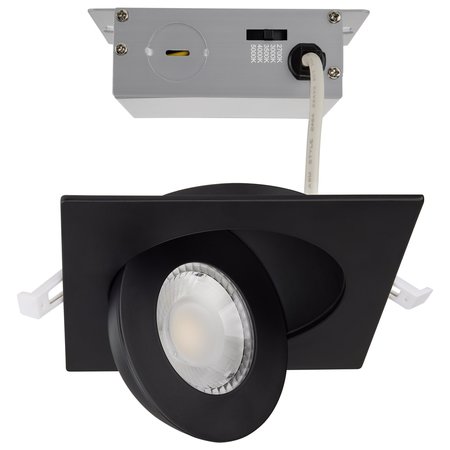 SATCO LED Direct Wire Downlight Gimbaled, 9 Watt CCT Selectable, 4 Inch Square, Remote Driver, Black S11843